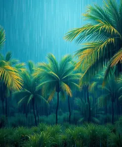 Rustic Palm Pasture Rain paint by numbers
