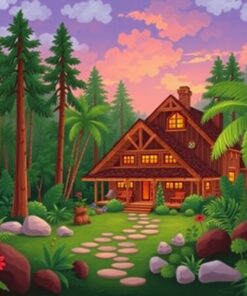 Rustic Tropical Forest Lodge Paint By Numbers