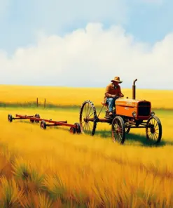 Rustic Vintage Pasture Plowing Paint By Numbers