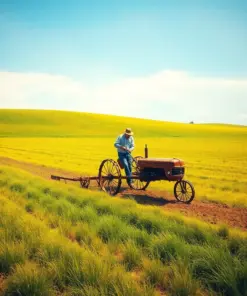 Rustic Vintage Pasture Plowing Paint By Numbers