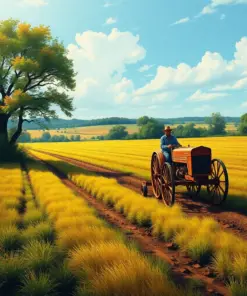 Rustic Vintage Pasture Plowing Paint by Numbers