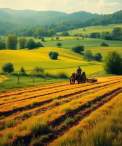 Rustic Vintage Pasture Plowing Paint By Numbers