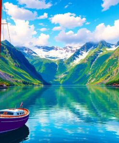 Sailing The Emerald Fjord Paint By Numbers