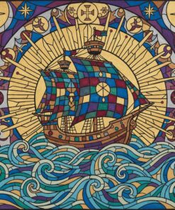 Sailing Vintage Glass Waves Paint By Numbers