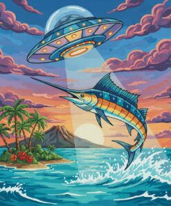 Saucer Captures Tropical Marlin Paint By Numbers