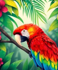 Scarlet Macaw Tropical Study Paint By Numbers