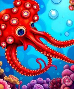 Scarlet Sponge Ocean Cephalopod Paint By Numbers
