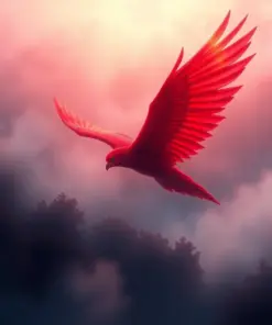 Scarlet Wings Over Mist paint by numbers