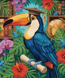 Scholarly Tropical Bird Portrait Paint By Numbers