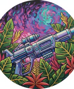 SciFi Weapon Among Leaves Paint By Numbers