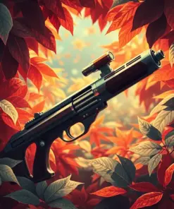 SciFi Weapon Among Leaves Paint By Numbers