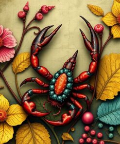 Scorpio Imprinted Antique Foliage Paint By Numbers