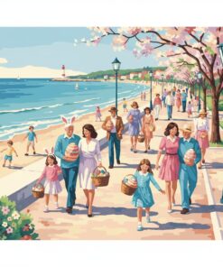Seaside Realistic Easter Promenade Paint By Numbers