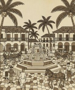 Sepia Caribbean Colonial Square Paint By Numbers