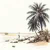 Sepia Polynesian Beach Sketch Paint By Numbers