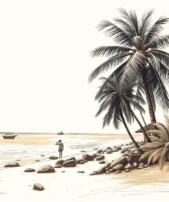 Sepia Polynesian Beach Sketch Paint By Numbers