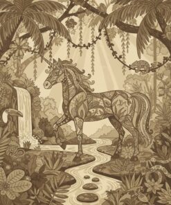 Sepia Rainforest Unicorn Art Paint By Numbers
