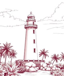 Tropical Lighthouse Paint Numbers