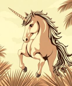 Sepia Unicorn Among Palms Paint By Numbers