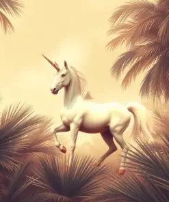 Sepia Unicorn Among Palms Paint By Numbers