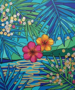 Sequins Among Palm Fronds Paint By Numbers