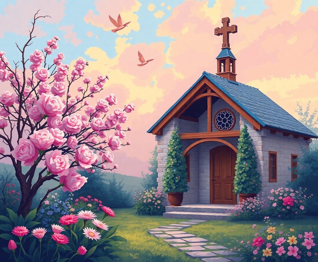 Serene Vintage Easter Sanctuary Paint By Numbers Kit completed