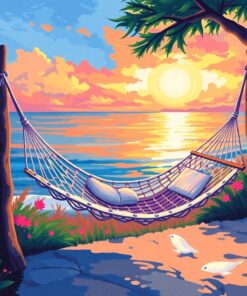 Shaded Impressionist Coastal Hammock Paint By Numbers