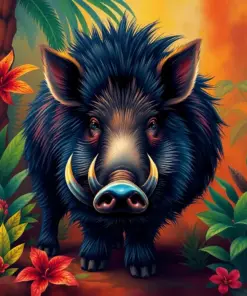 Shadowed Tropical Boar paint by numbers