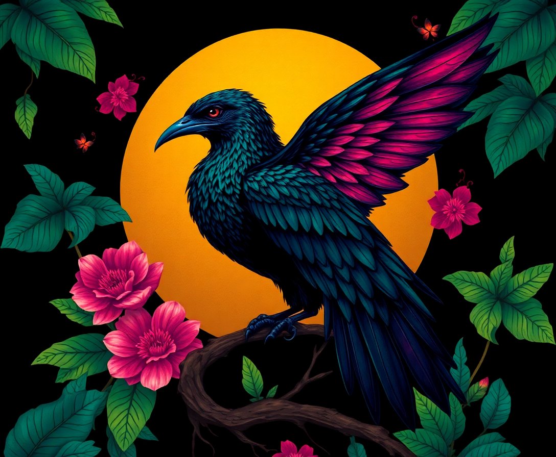 shadowed-tropical-omen-paint-by-numbers-kit-gothic-bird