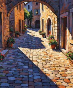 Shadows On Old Cobblestones Paint By Numbers
