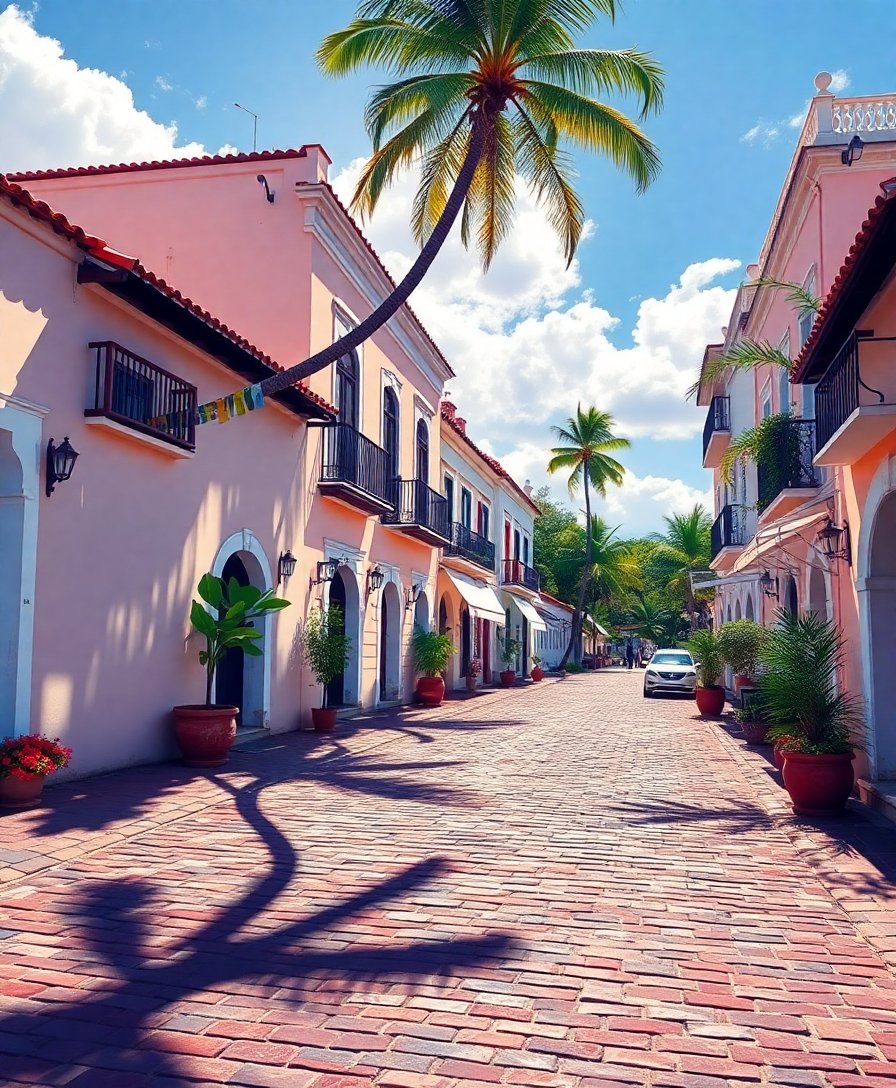 Shadows On Tropical Cobblestones Paint By Numbers Kit completed