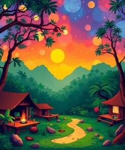 ShangriLa Twilight Jungle Camp Paint By Numbers