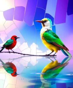 Shattered Tropical Bird Reflection Paint By Numbers