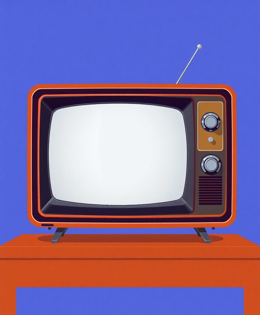 Shell Framed Retro Television Paint By Numbers Kit completed