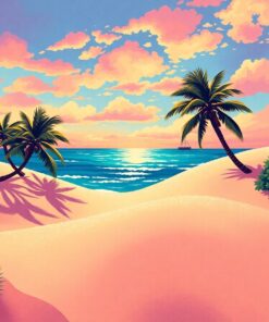 Shimmering Vintage Tropical Dunes Paint By Numbers