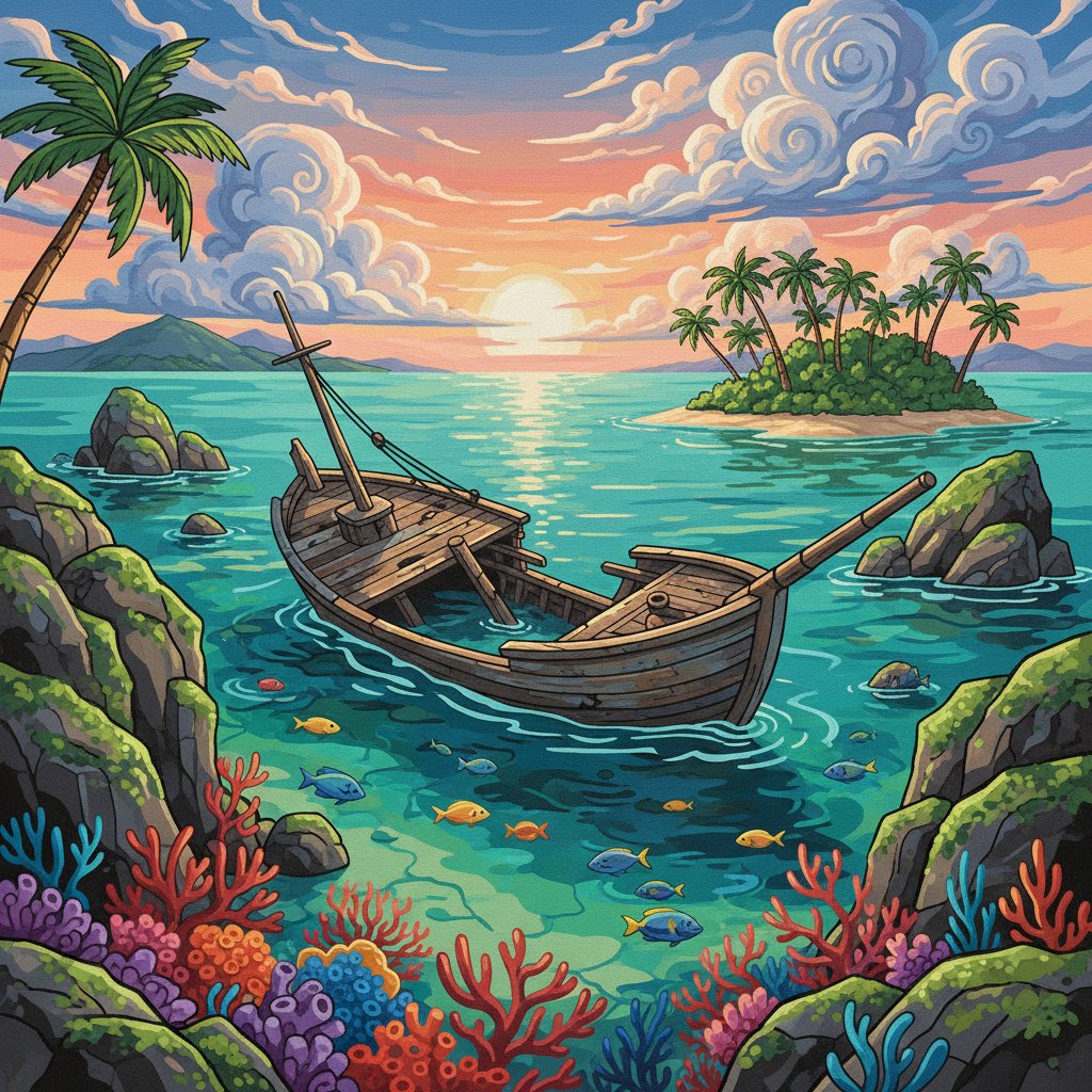 shipwreck-amidst-emerald-waters-paint-by-numbers-kit