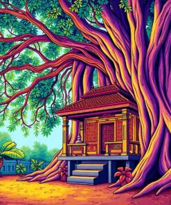 Shrine Beneath Banyan Roots Paint By Numbers