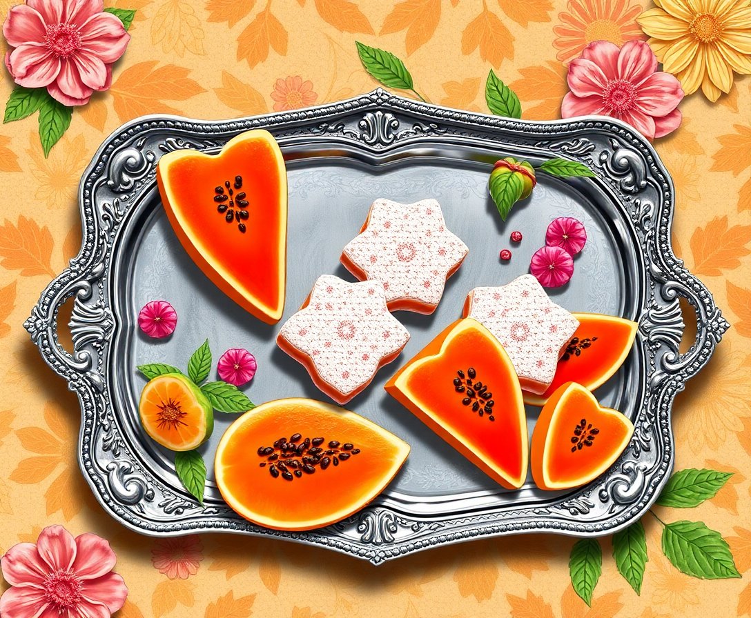 Silver Tray Papaya Treats Paint By Numbers Kit - Vintage completed