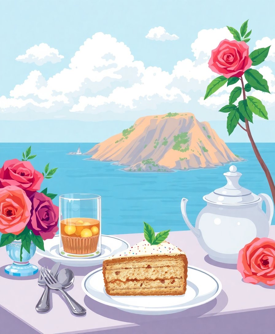 Silverware Beside Island Pastry Paint By Numbers Kit completed