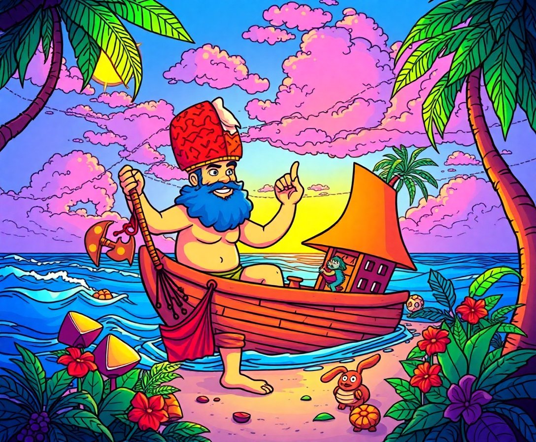 Sinbad Tropical Island Quest Paint By Numbers Kit completed