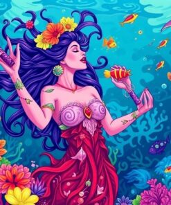 Singing Tropical Reef Siren Paint By Numbers