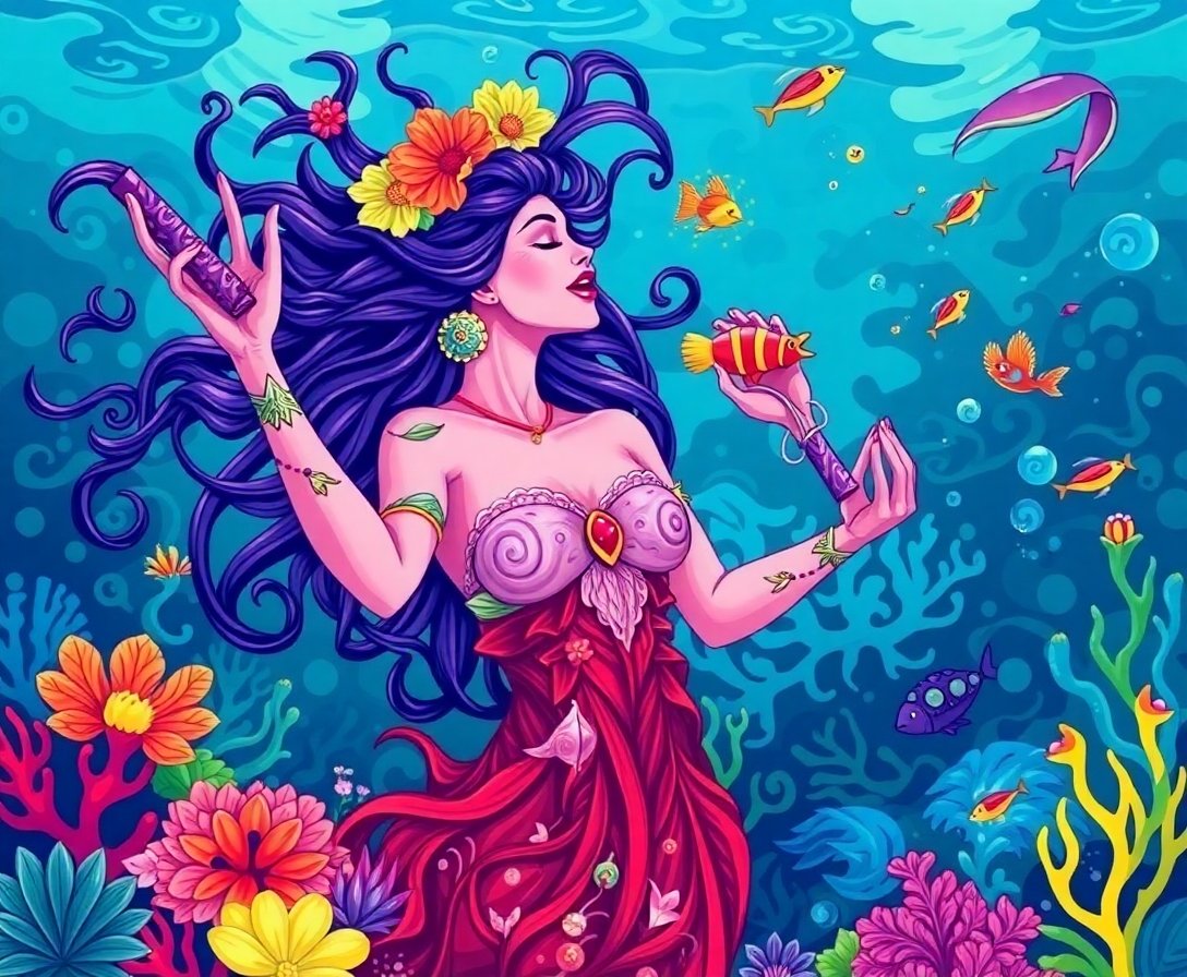 singing-tropical-reef-siren-paint-by-numbers-kit-mythical