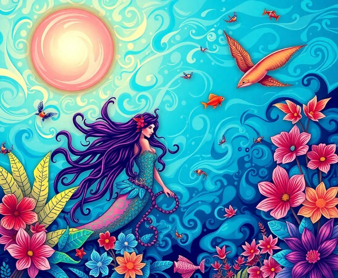 siren-of-tropical-seas-paint-by-numbers-kit-mythical-art