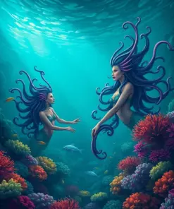 Sirens Beneath Tropical Reefs Paint By Numbers