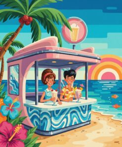 Sixties Tropical Milkshake Booth Paint By Numbers