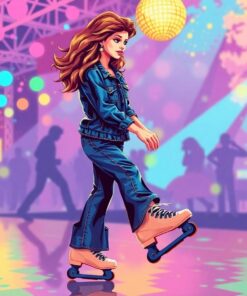 Skating In Flared Denim Paint By Numbers