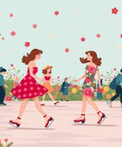 Skating In Vintage Florals Paint By Numbers