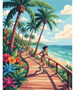 Skating The Tropical Boardwalk Paint By Numbers