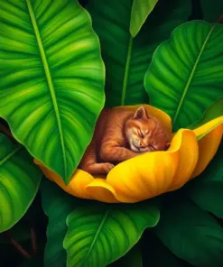 Sleeping Beneath Papaya Leaves Paint By Numbers