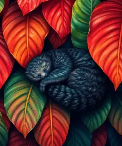 Sleeping Beneath Papaya Leaves Paint By Numbers